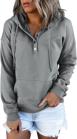 Womens Casual Hoodies Pullover Tops 2022 Fall Clothes Drawstring Long Sleeve Sweatshirts with Pocket