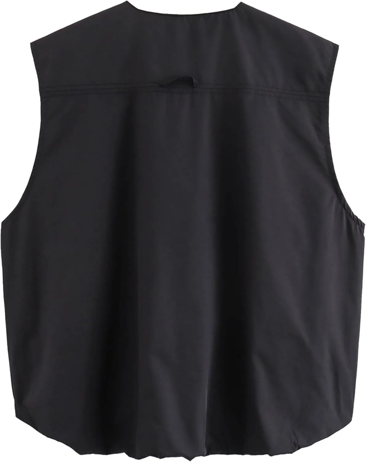Womens Casual Zip Up Cargo Vest Top Oversized Lightweight Ruched Hem Sleeveless Blazer Jackets Vest Tops
