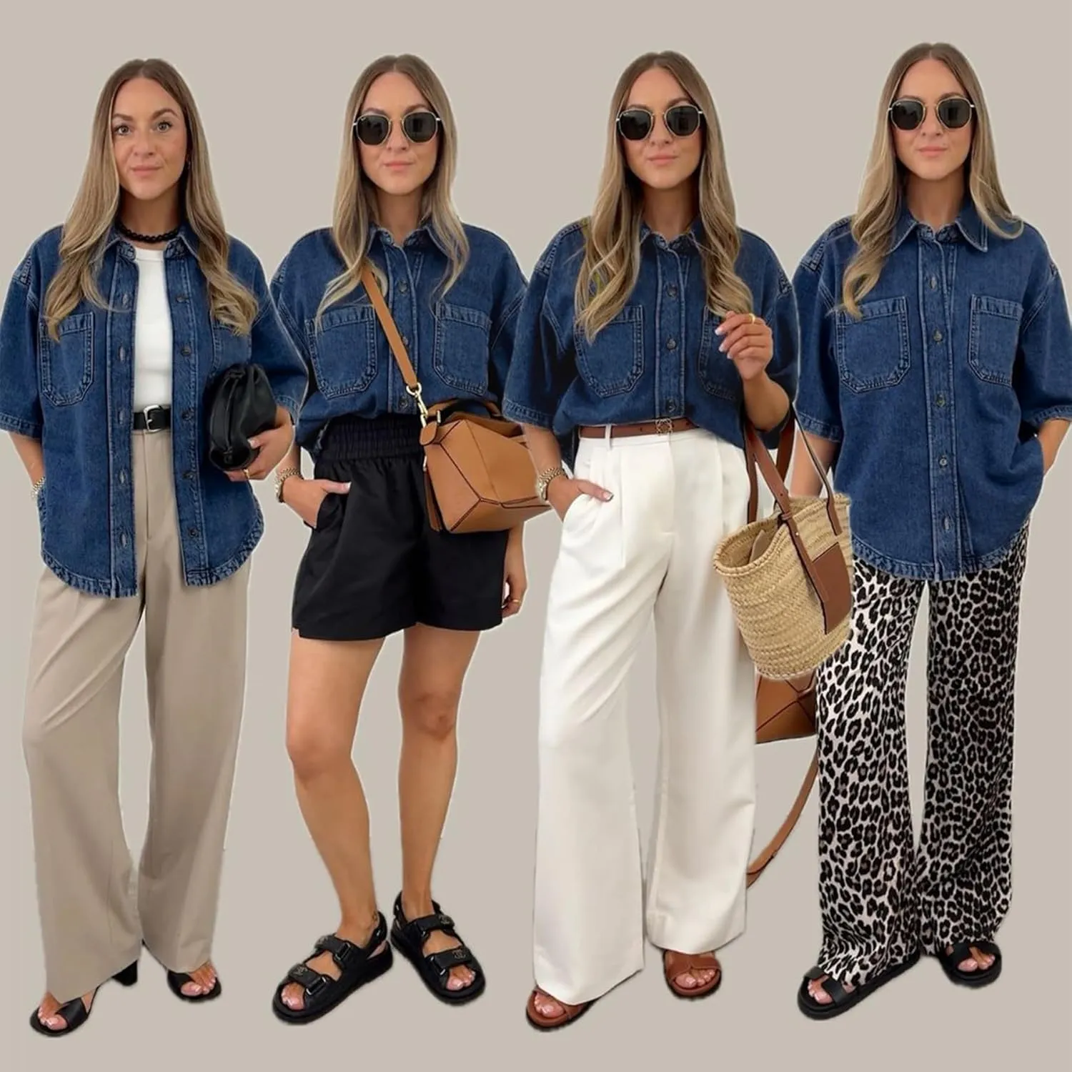 Women's Denim Shirt, Button Down Short Sleeve Jean Shirts Casual Top Outfits Trendy