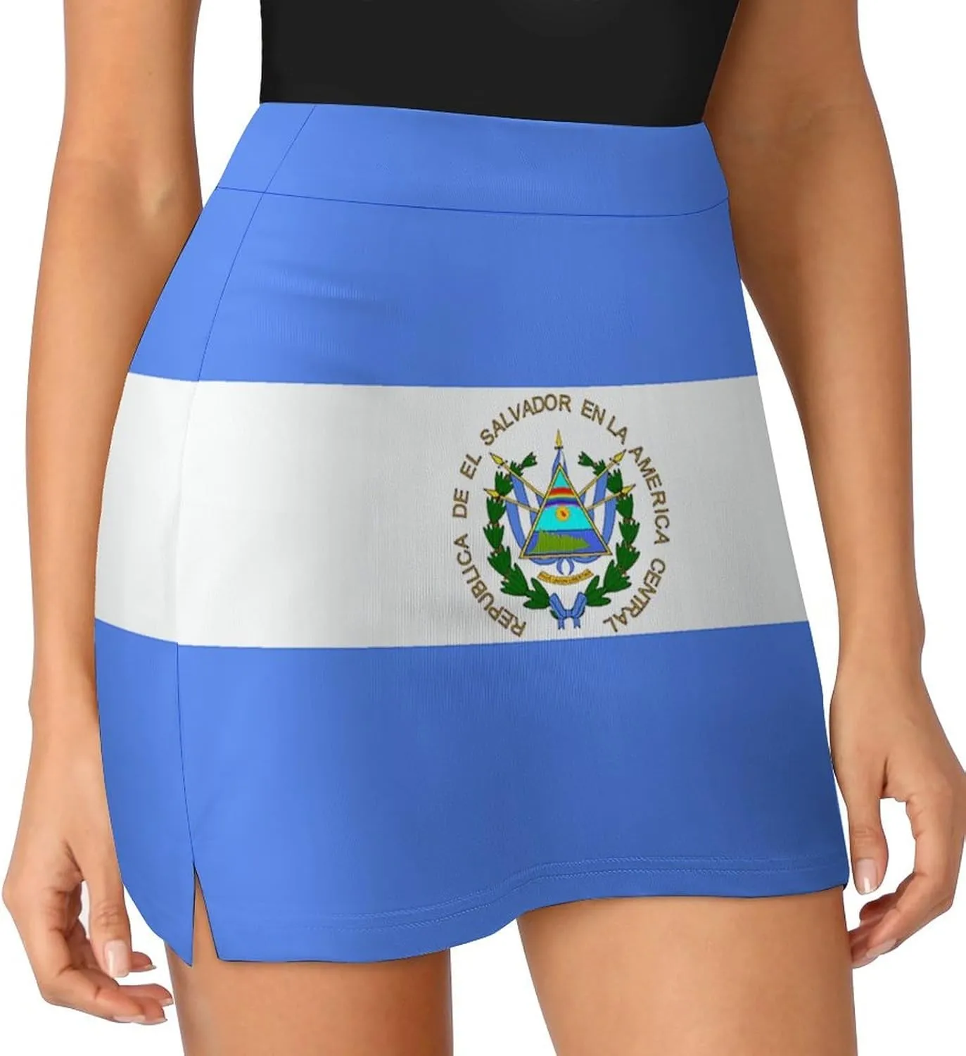 Women's El Salvador Flag Tennis Skirt Casual A-line Light-Proof Trouser Skirt with Shorts Pockets