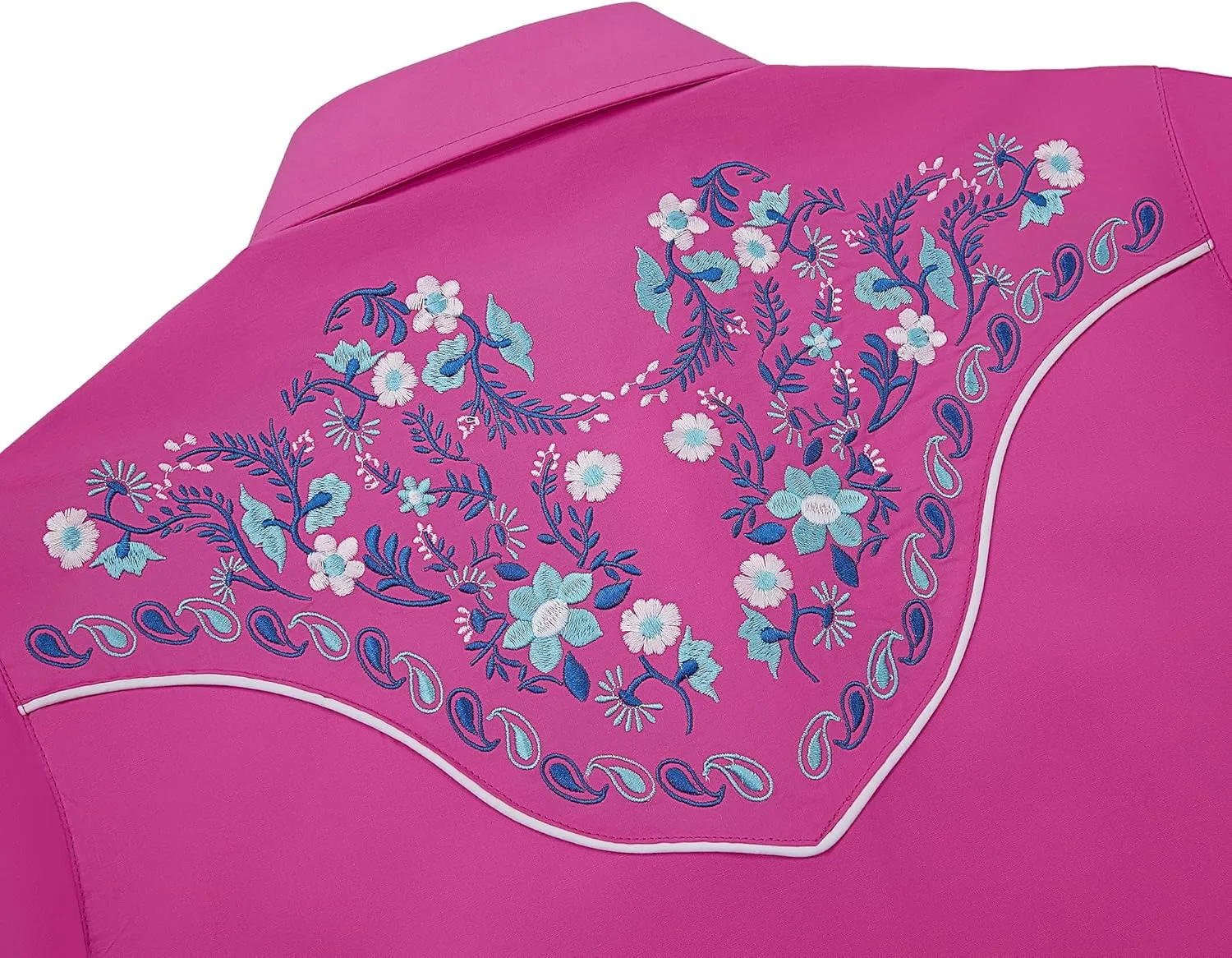Women's Embroidered Western Cowgirl Slim Fit Shirt Long Sleeve Snap Button Down Shirt with Embroidery