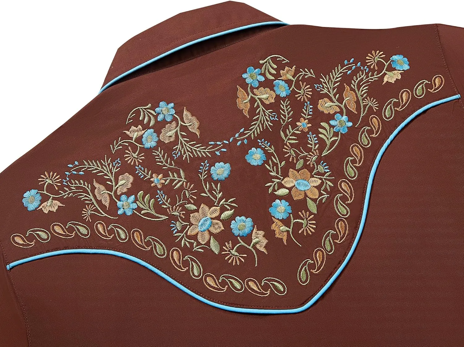 Women's Embroidered Western Cowgirl Slim Fit Shirt Long Sleeve Snap Button Down Shirt with Embroidery