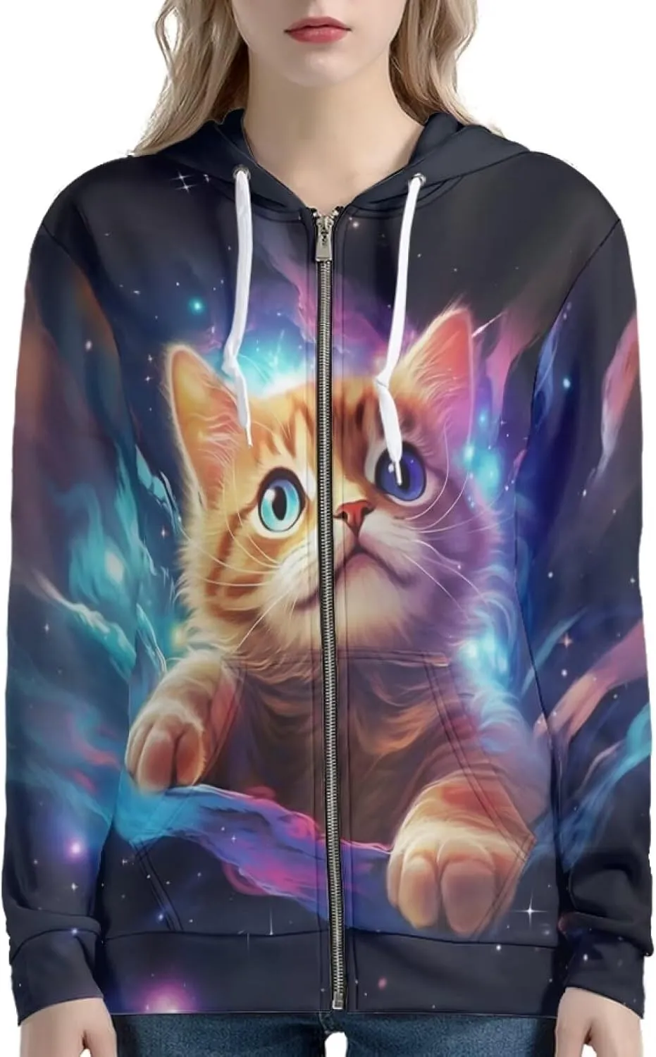 Women's Fashion Hoodies Sweatshirt Teen Girls Zip Up Jacket Long Sleeve Pullover Top XS-5XL