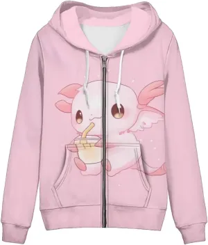 Women's Fashion Hoodies Sweatshirt Teen Girls Zip Up Jacket Long Sleeve Pullover Top XS-5XL