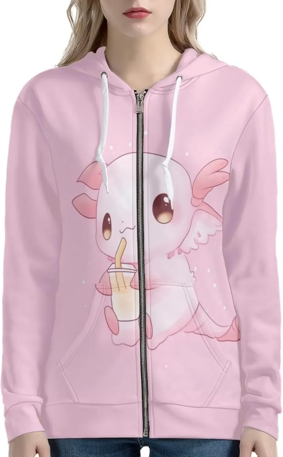 Women's Fashion Hoodies Sweatshirt Teen Girls Zip Up Jacket Long Sleeve Pullover Top XS-5XL
