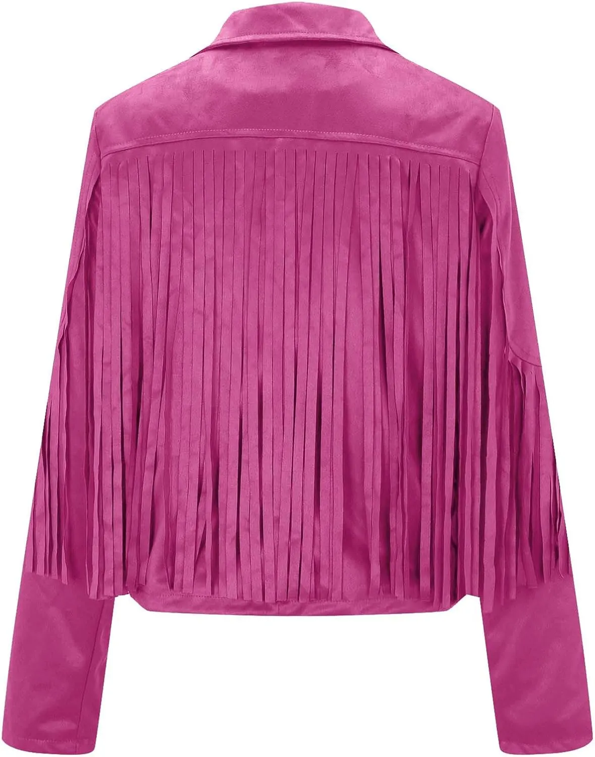 Women's Fringe Faux Suede Leather Jackets Fashion Tassel Cropped Coats Fringe Cropped Jacket Tassel Suede Moto Jacket