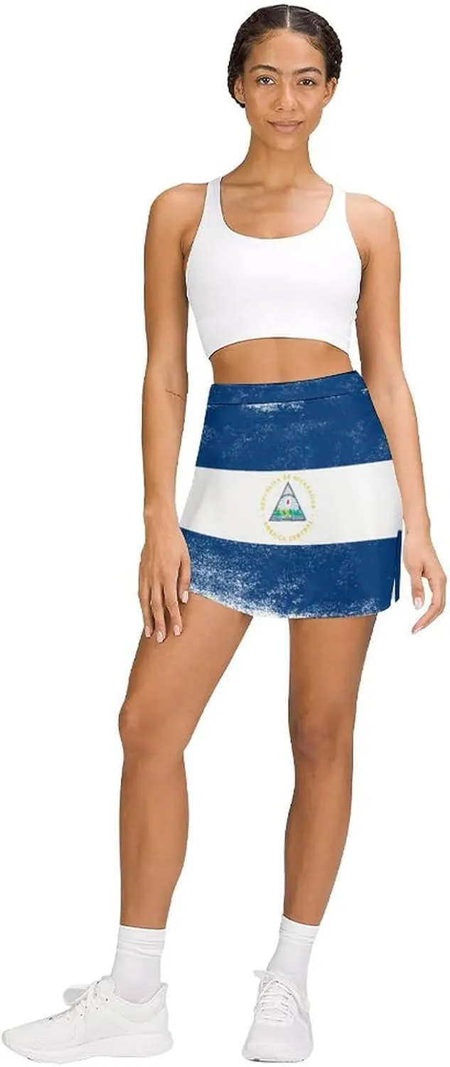 Women's Gay-Pride-Flag Tennis Skirt A-line Light-Proof Trouser Skirt with Shorts Pockets