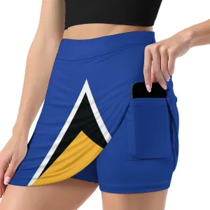 Women's Gay-Pride-Flag Tennis Skirt A-line Light-Proof Trouser Skirt with Shorts Pockets