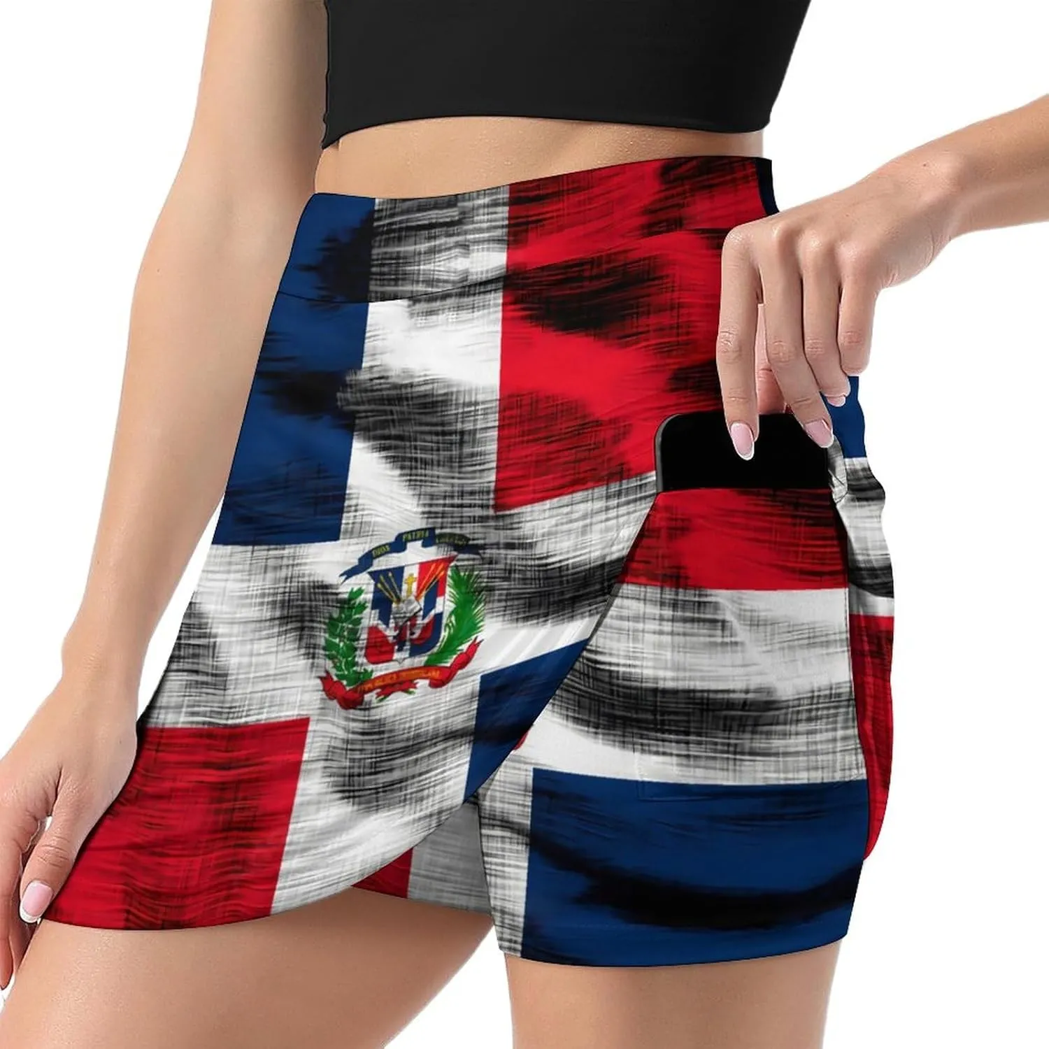 Women's Gay-Pride-Flag Tennis Skirt A-line Light-Proof Trouser Skirt with Shorts Pockets