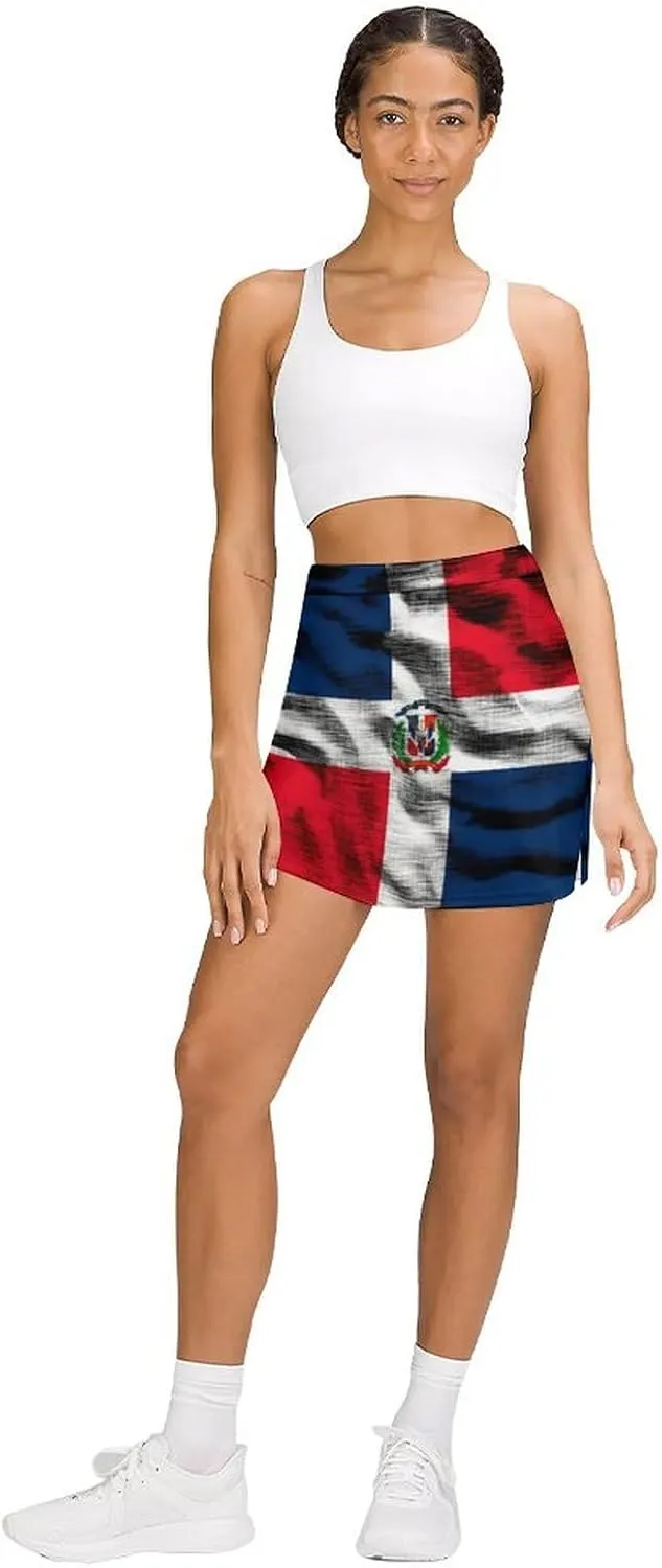Women's Gay-Pride-Flag Tennis Skirt A-line Light-Proof Trouser Skirt with Shorts Pockets