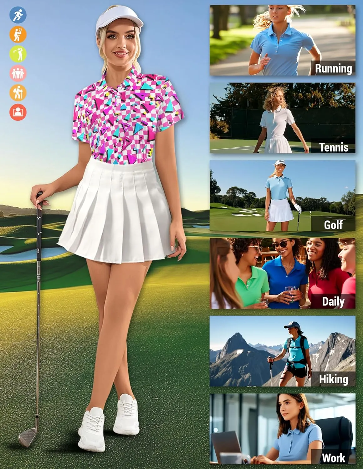 Womens Golf Shirts Moisture Wicking Golf Polo Shirts Quick Dry Short Sleeve for Women Tennis Shirts