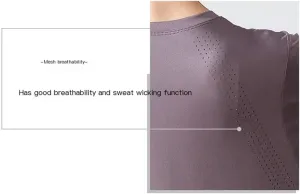 Women's Lightweight Loose Yoga Shirts Short Sleeves Crewneck Sport T-Shirt Breathable Quick Dry Shirt