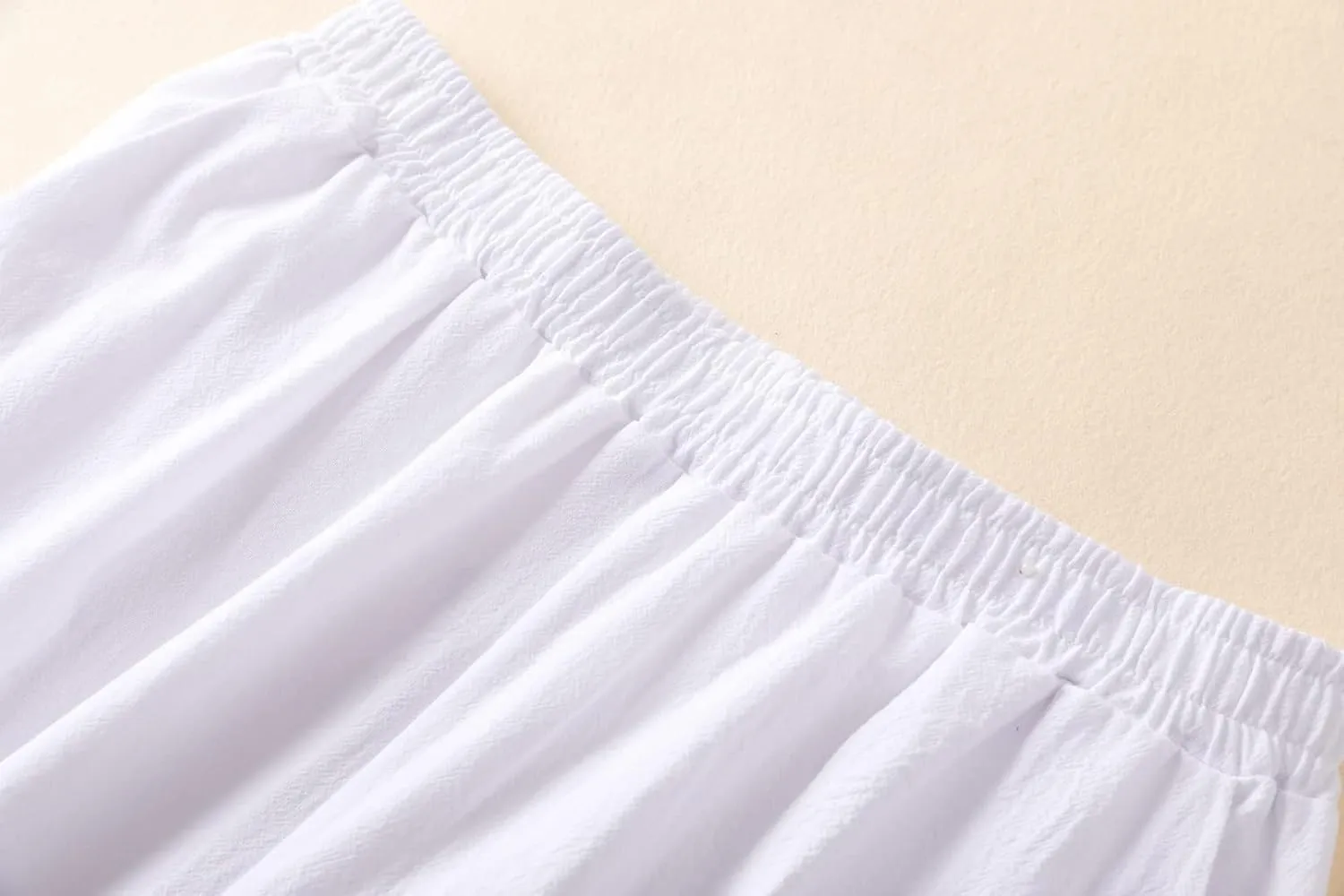 Womens Plus Size Linen Pants Wide Leg Palazzo Trousers High Elastic Waist Flowy Culottes with Pockets L 5XL