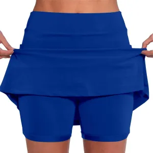 Womens Pocket Tennis Culottes Golf Athletic Tummy Control Skirt with Shorts Underneath Running Pickleball Yoga Skorts