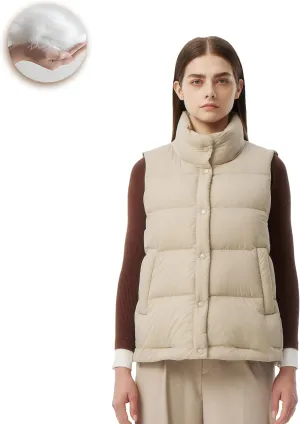 Women's Puffer Vest Lightweight Down Padded Stand Collar Quilted Outerwear