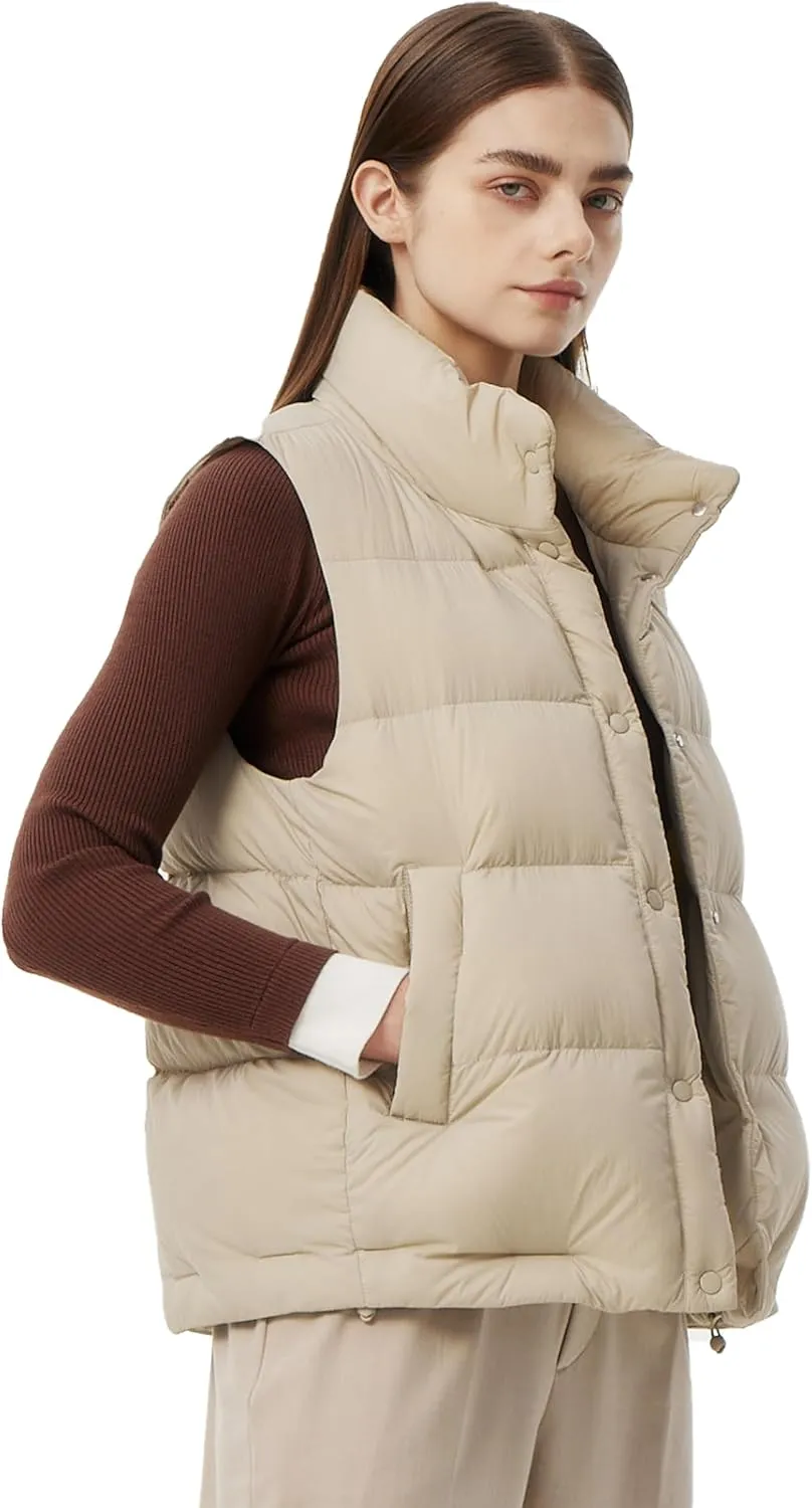 Women's Puffer Vest Lightweight Down Padded Stand Collar Quilted Outerwear