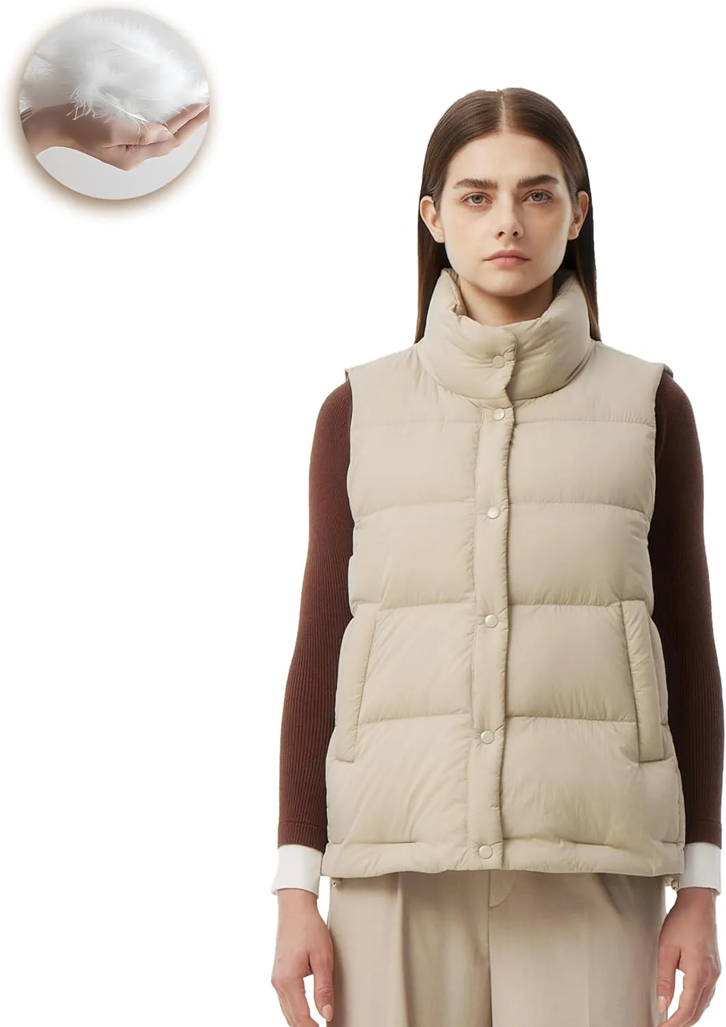 Women's Puffer Vest Lightweight Down Padded Stand Collar Quilted Outerwear