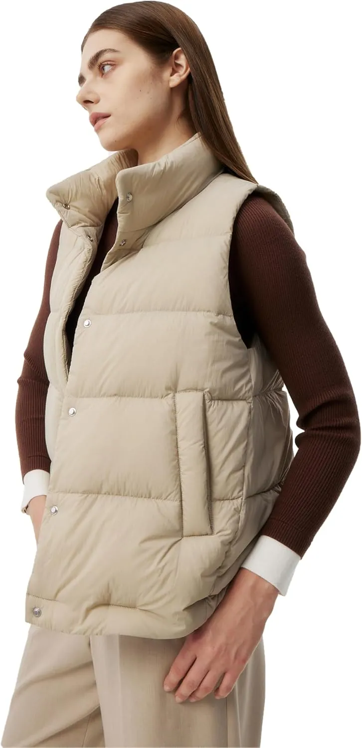 Women's Puffer Vest Lightweight Down Padded Stand Collar Quilted Outerwear