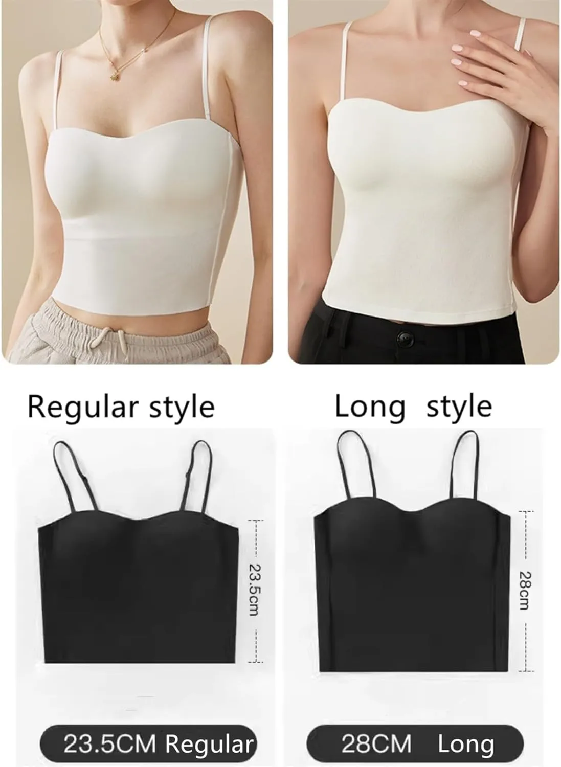 Women's Seamless Camisole Top Wirefree Built in Bra Spaghetti Strap Tank Top Sexy Sports Bras Yoga Fitness Running