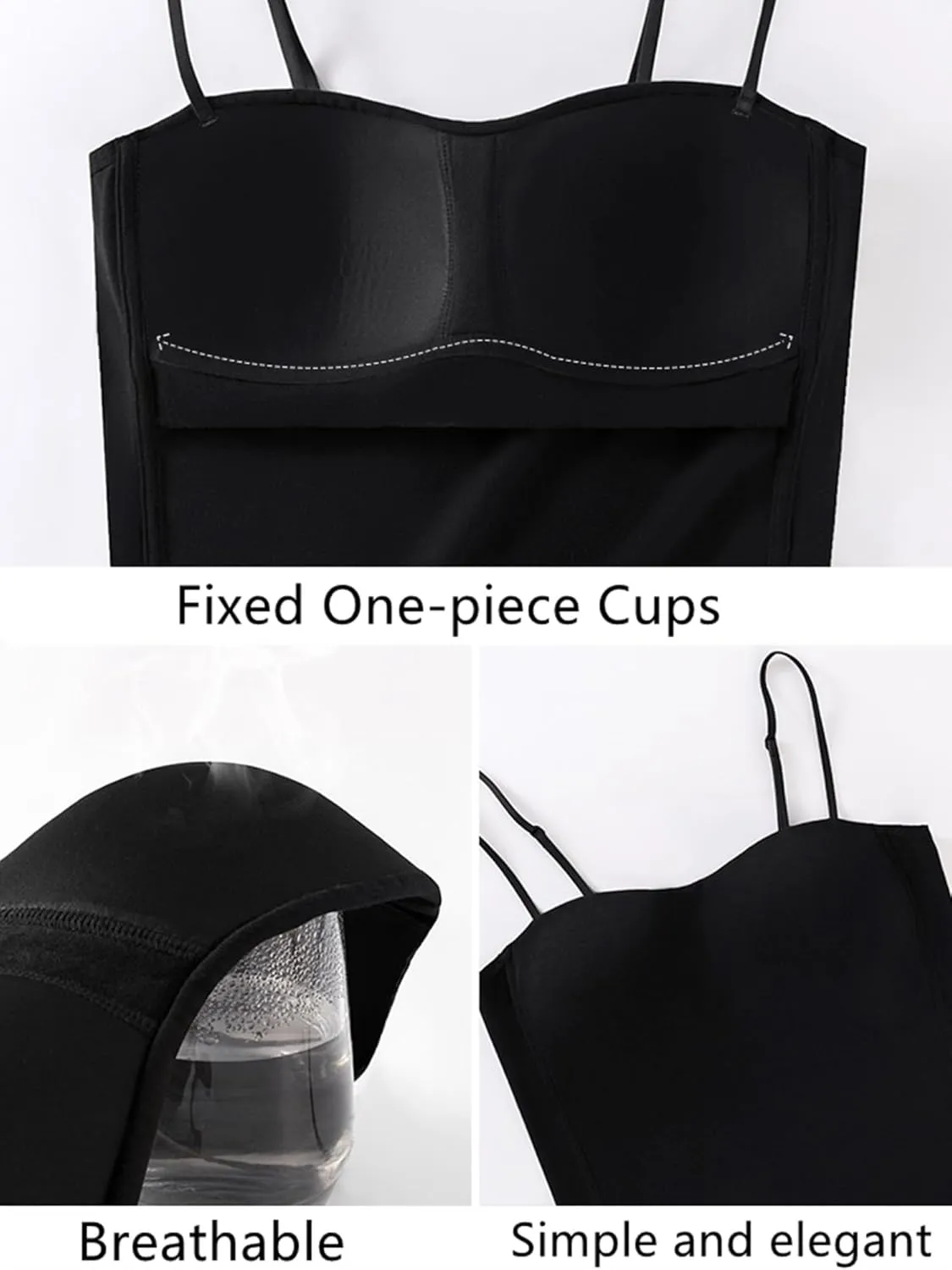 Women's Seamless Camisole Top Wirefree Built in Bra Spaghetti Strap Tank Top Sexy Sports Bras Yoga Fitness Running