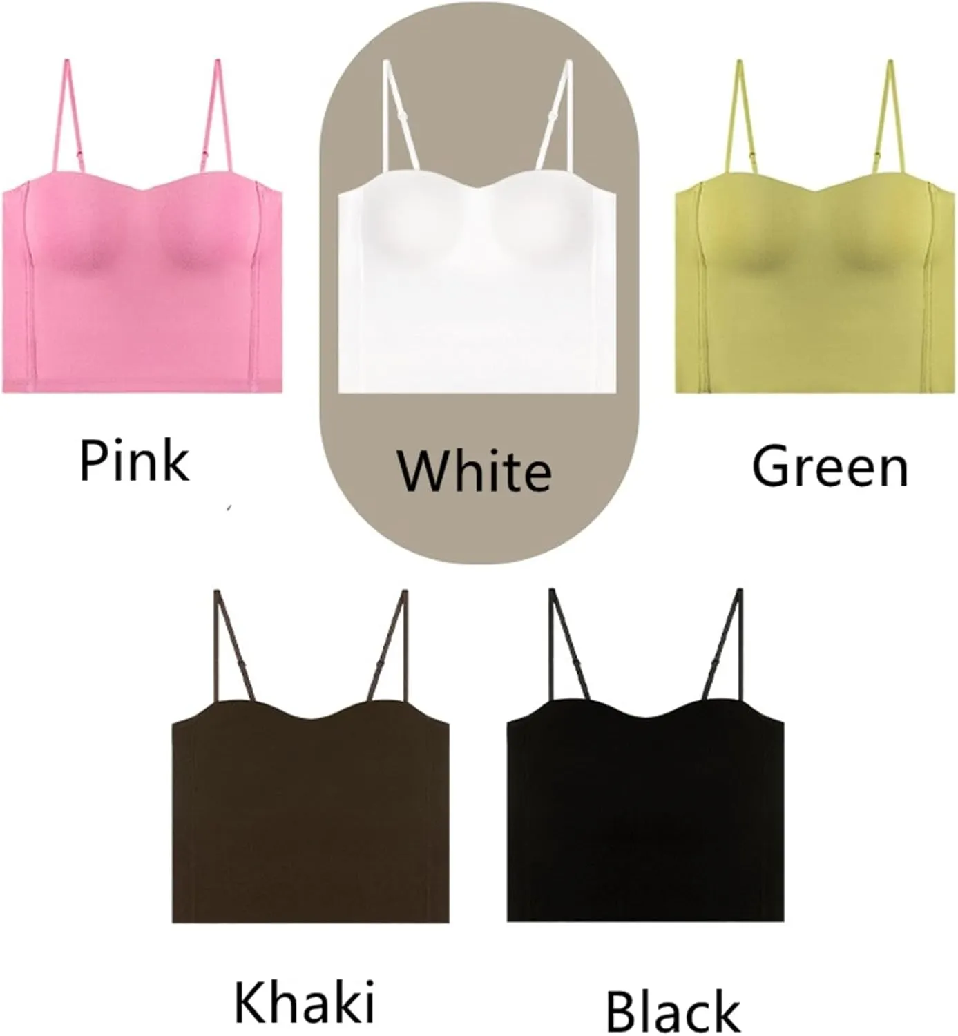 Women's Seamless Camisole Top Wirefree Built in Bra Spaghetti Strap Tank Top Sexy Sports Bras Yoga Fitness Running