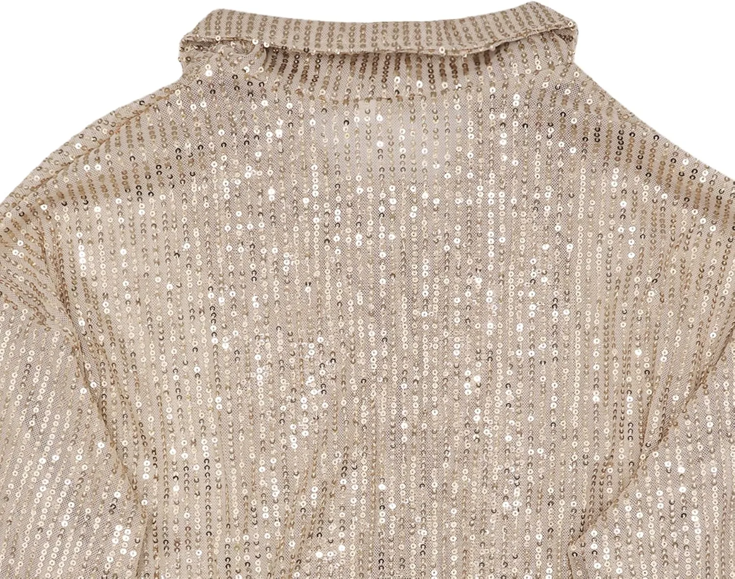 Womens Sequins Long Sleeve Collared Shirt Button Down Open Front Shirt Loose Blouses Shirts Tops