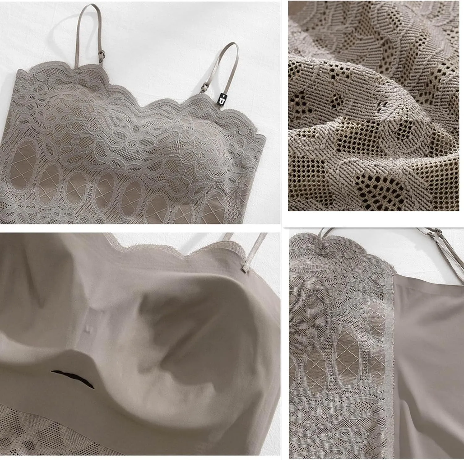 Women's Sexy Lace Patchwork Bralettes Camisoles Adjustable Spaghetti Strap Tank Top Breathable Cami Tank Top