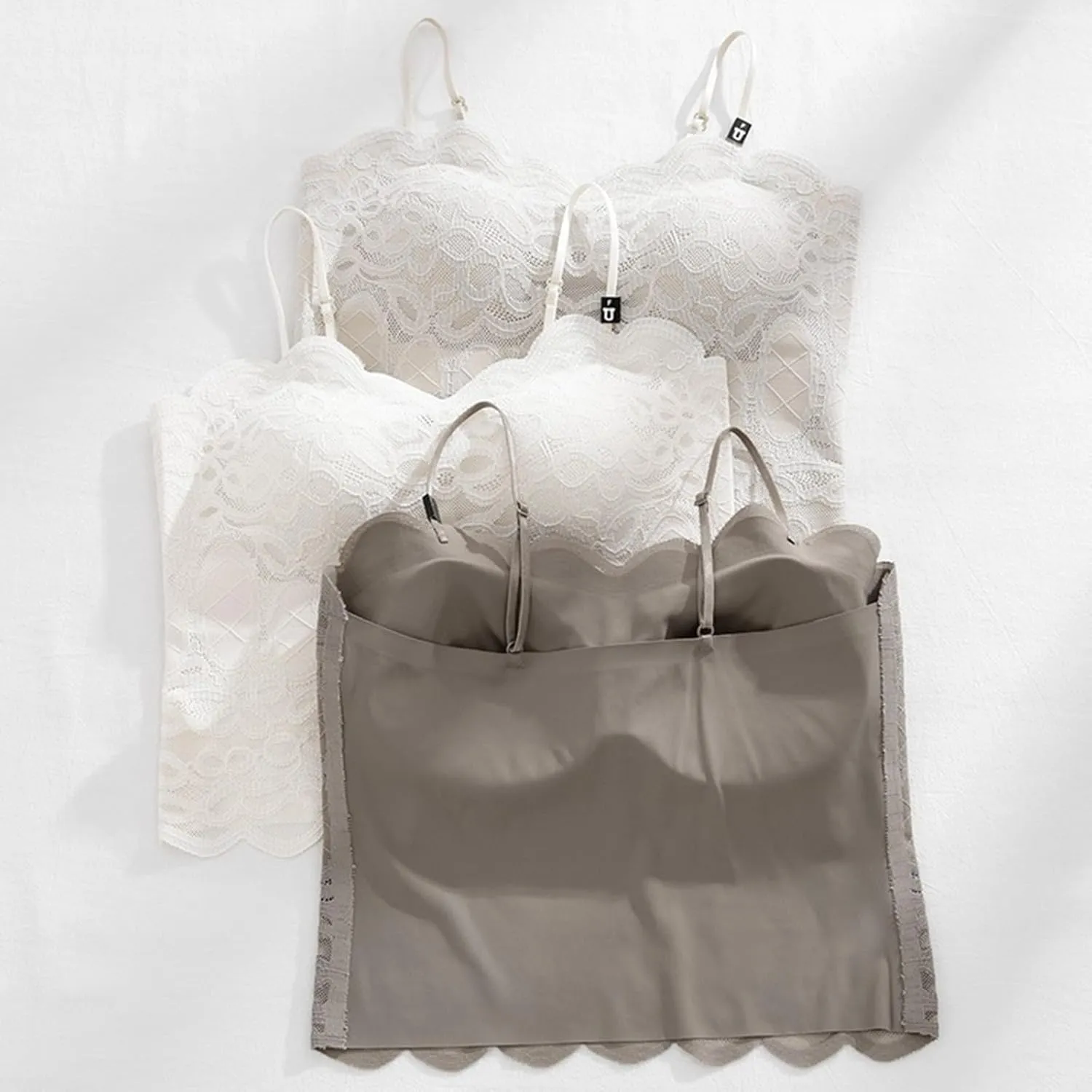 Women's Sexy Lace Patchwork Bralettes Camisoles Adjustable Spaghetti Strap Tank Top Breathable Cami Tank Top