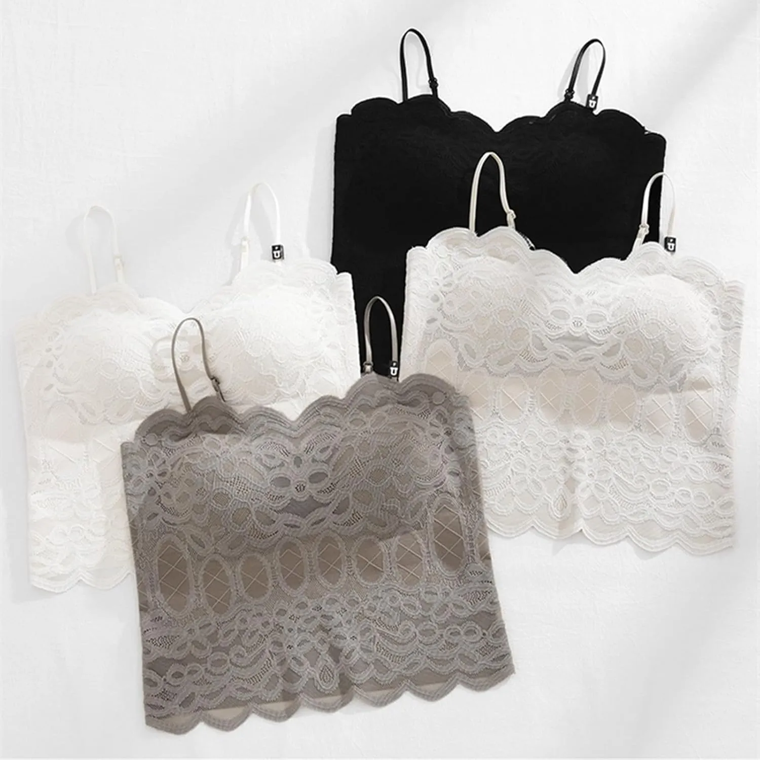Women's Sexy Lace Patchwork Bralettes Camisoles Adjustable Spaghetti Strap Tank Top Breathable Cami Tank Top