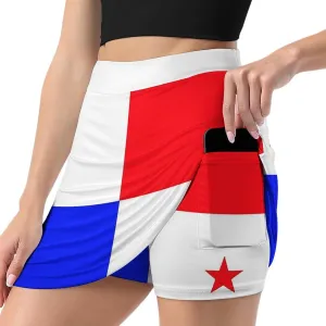 Womens Short Skirt Flag of Panama Golf-Skirts Classic Mini Skirt High Waist Workout Skort