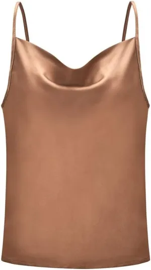 Women's Silk Satin Tops Vest Camisole Lace-up Camisole Tops Shirt Bottoming Silk Chiffon Shirt