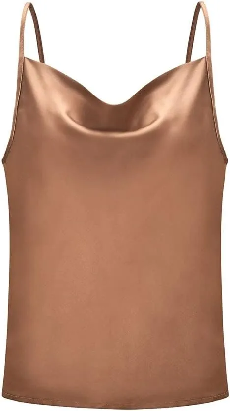 Women's Silk Satin Tops Vest Camisole Lace-up Camisole Tops Shirt Bottoming Silk Chiffon Shirt