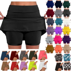 Womens Skorts with Pockets Tummy Control High Waisted Athletic Tennis Golf Skirts Plus Size Athletic Yoga Culottes