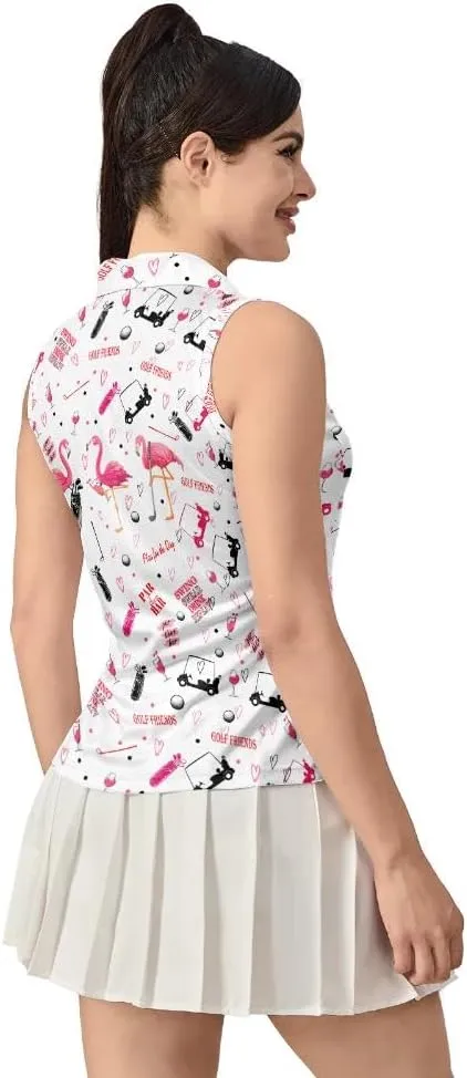 Women's Sleeveless Golf Top Golf Shirts Funny Golf Apparel Athletic Golf Moisture Wicking Sleeveless Polo Shirt