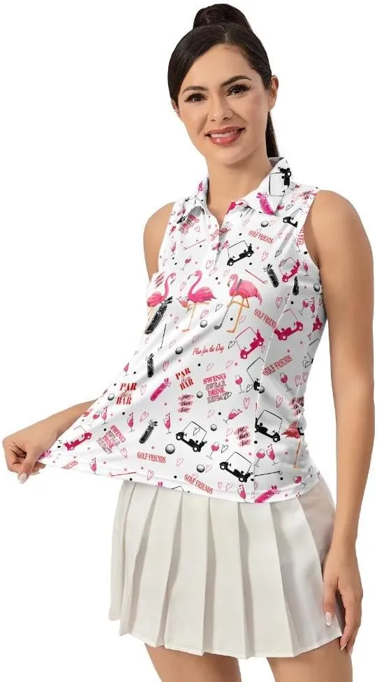 Women's Sleeveless Golf Top Golf Shirts Funny Golf Apparel Athletic Golf Moisture Wicking Sleeveless Polo Shirt
