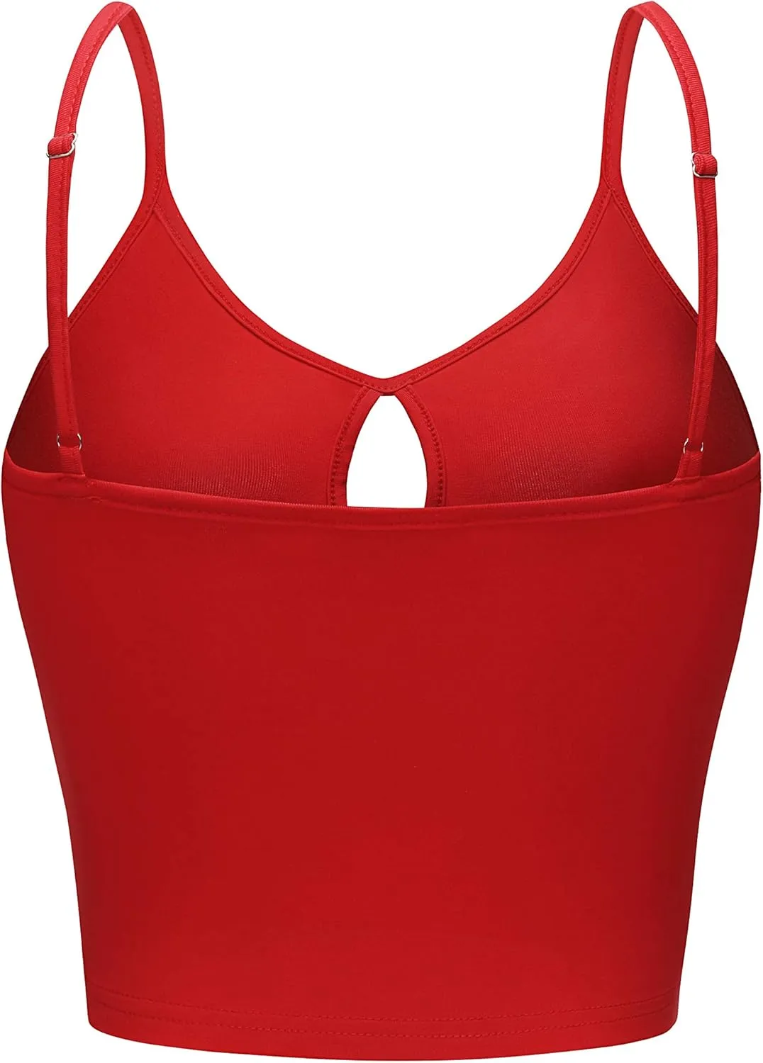 Womens Summer Basic Sleeveless V Neck Cut Out Keyhole Crop Top Cami