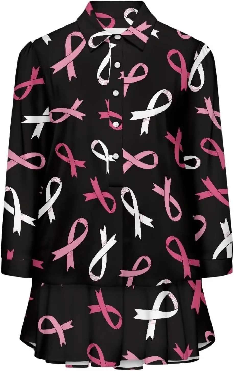 Women's V Neck Long Sleeve Shirt Dress Button Down Tunic Mini Shirt Dress with Pocket