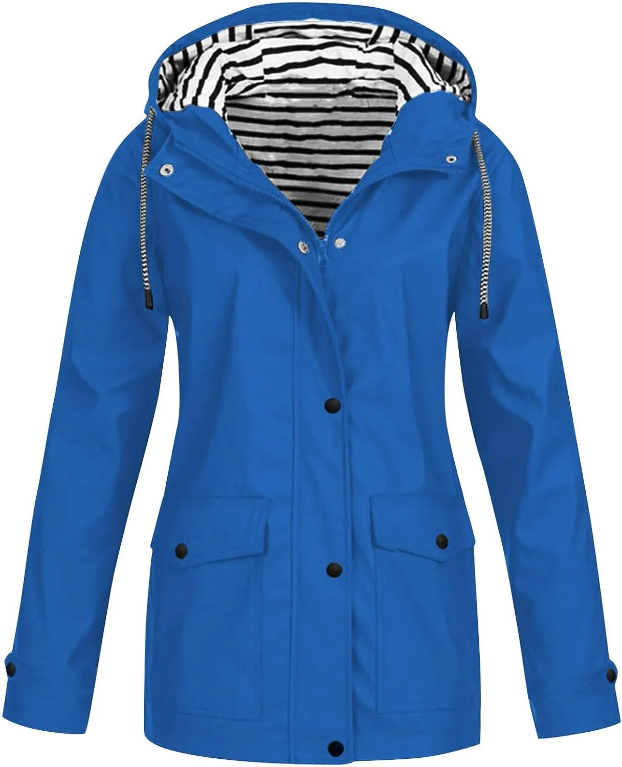 Women's Waterproof Rain Jacket Lightweight Long Hooded Windbreaker Raincoat for Hiking Travel Outdoor