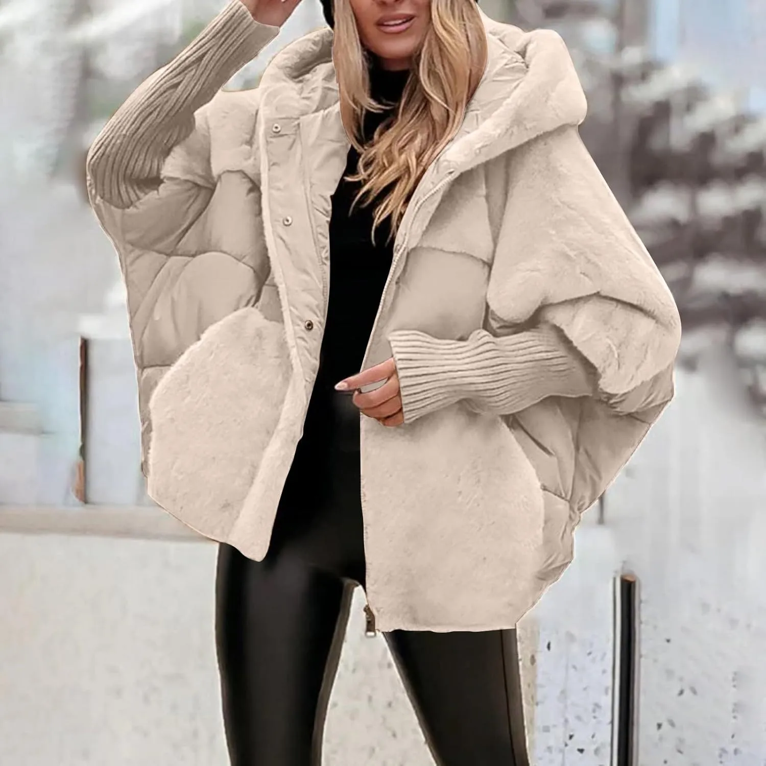 Women's Winter Warm Long Sleeve Zip Up Baggy Cropped Puffer Down Jacket 2025 Fleeced Lined Corduroy Coat Outerwear
