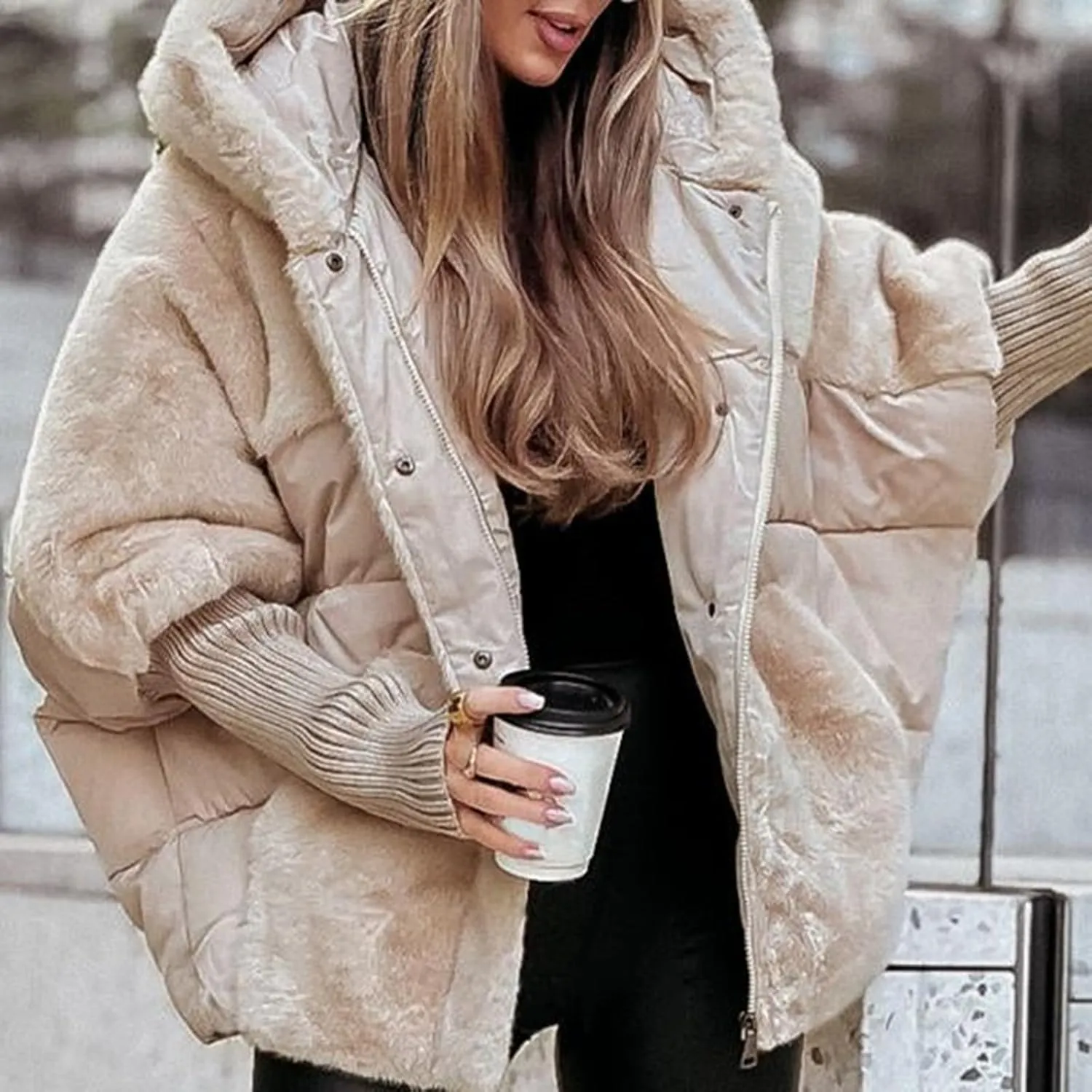 Women's Winter Warm Long Sleeve Zip Up Baggy Cropped Puffer Down Jacket 2025 Fleeced Lined Corduroy Coat Outerwear