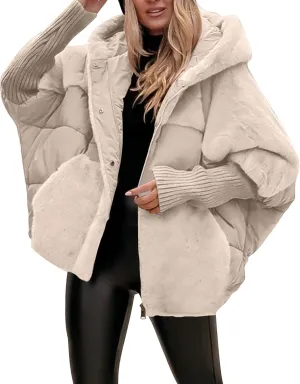Women's Winter Warm Long Sleeve Zip Up Baggy Cropped Puffer Down Jacket 2025 Fleeced Lined Corduroy Coat Outerwear
