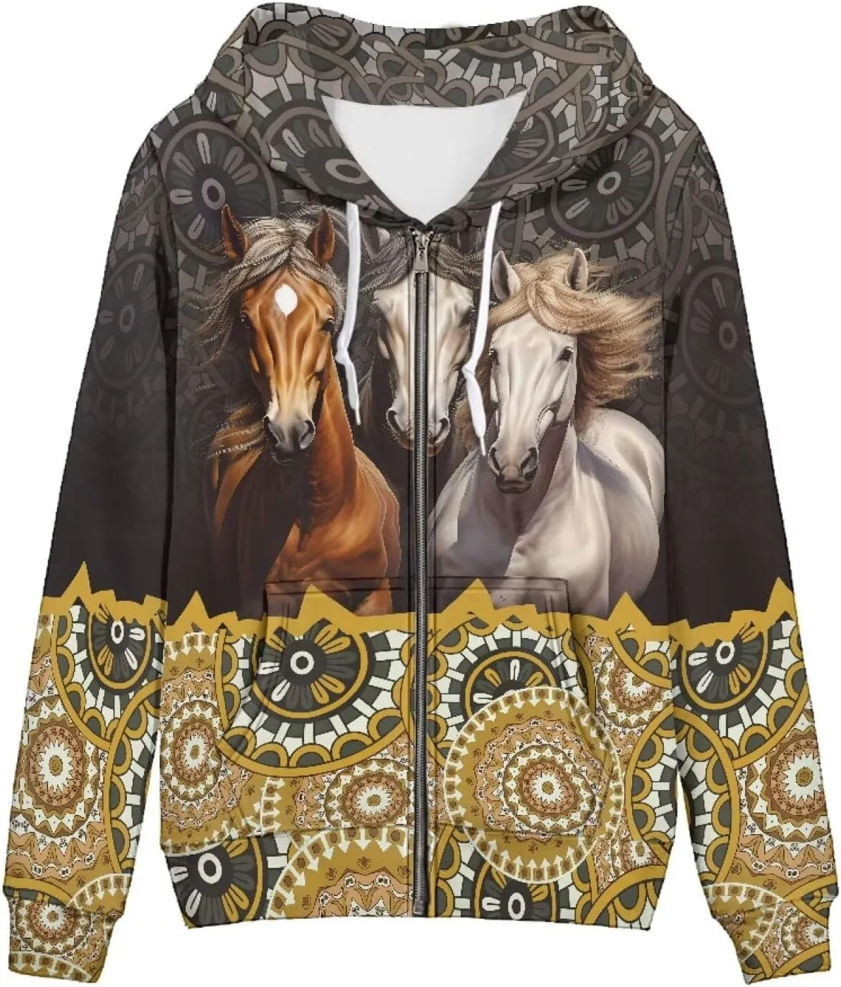 Women's Zip Up Long Sleeve Oversized Drawstring Hoodie Hooded Sweatshirt Pullover Top with Pockets