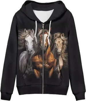 Women's Zip Up Long Sleeve Oversized Drawstring Hoodie Hooded Sweatshirt Pullover Top with Pockets