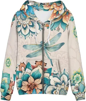 Women's Zip Up Long Sleeve Oversized Drawstring Hoodie Hooded Sweatshirt Pullover Top with Pockets