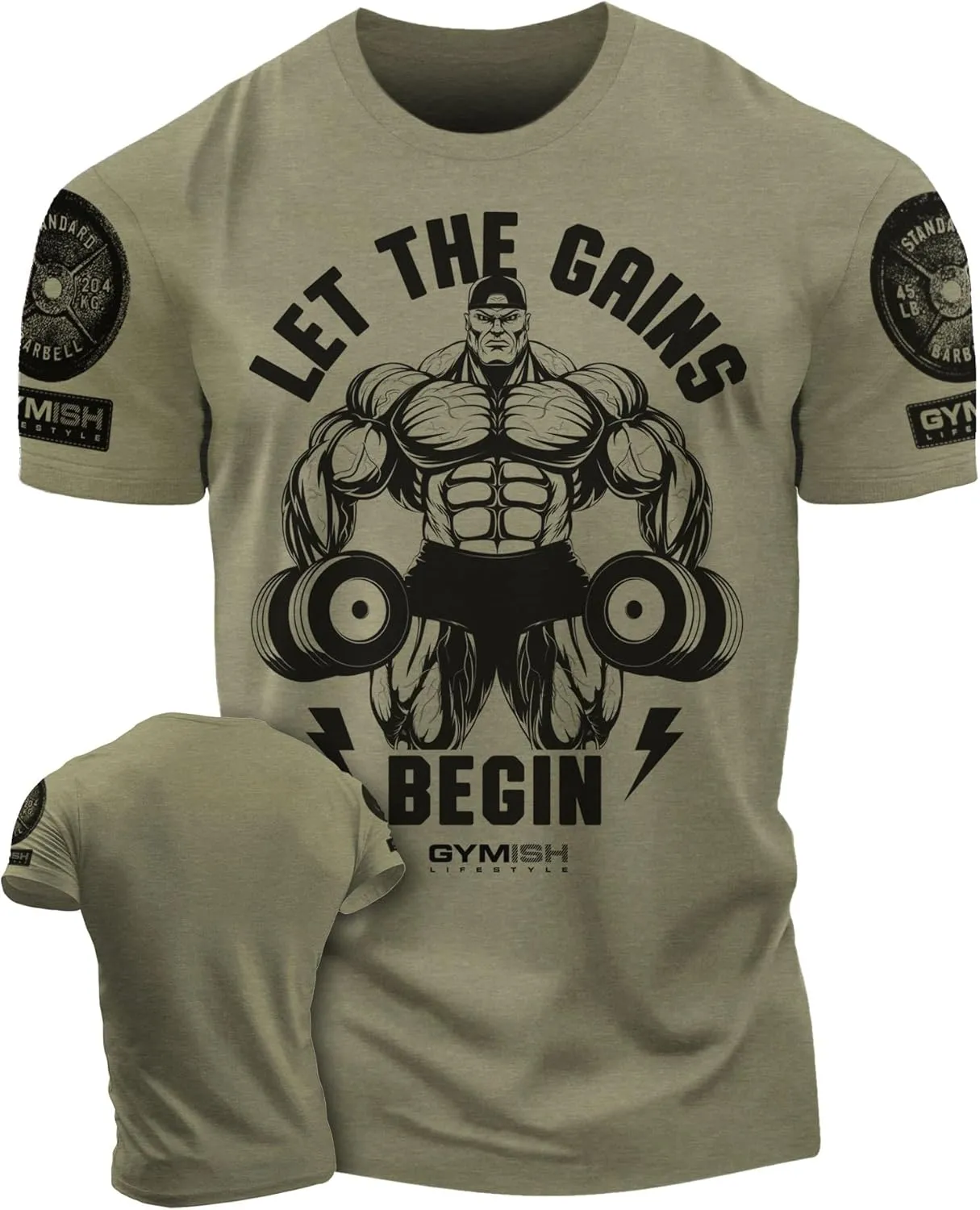 Workout Shirts for Men, Let The Gains Begin Gym Shirt Funny Sayings Lifting T-Shirt