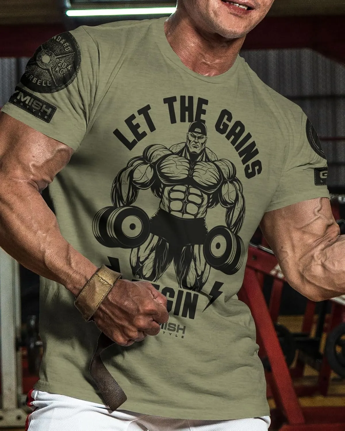 Workout Shirts for Men, Let The Gains Begin Gym Shirt Funny Sayings Lifting T-Shirt