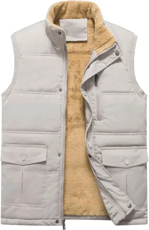 XinYangNi Mens Winter Vests Outerwear Fleece Lined Puffer Vest Warm Casual Quilted Vest Bubble Sherpa Vest Jacket