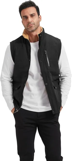 XinYangNi Mens Winter Vests Outerwear Fleece Lined Puffer Vest Warm Casual Quilted Vest Bubble Sherpa Vest Jacket