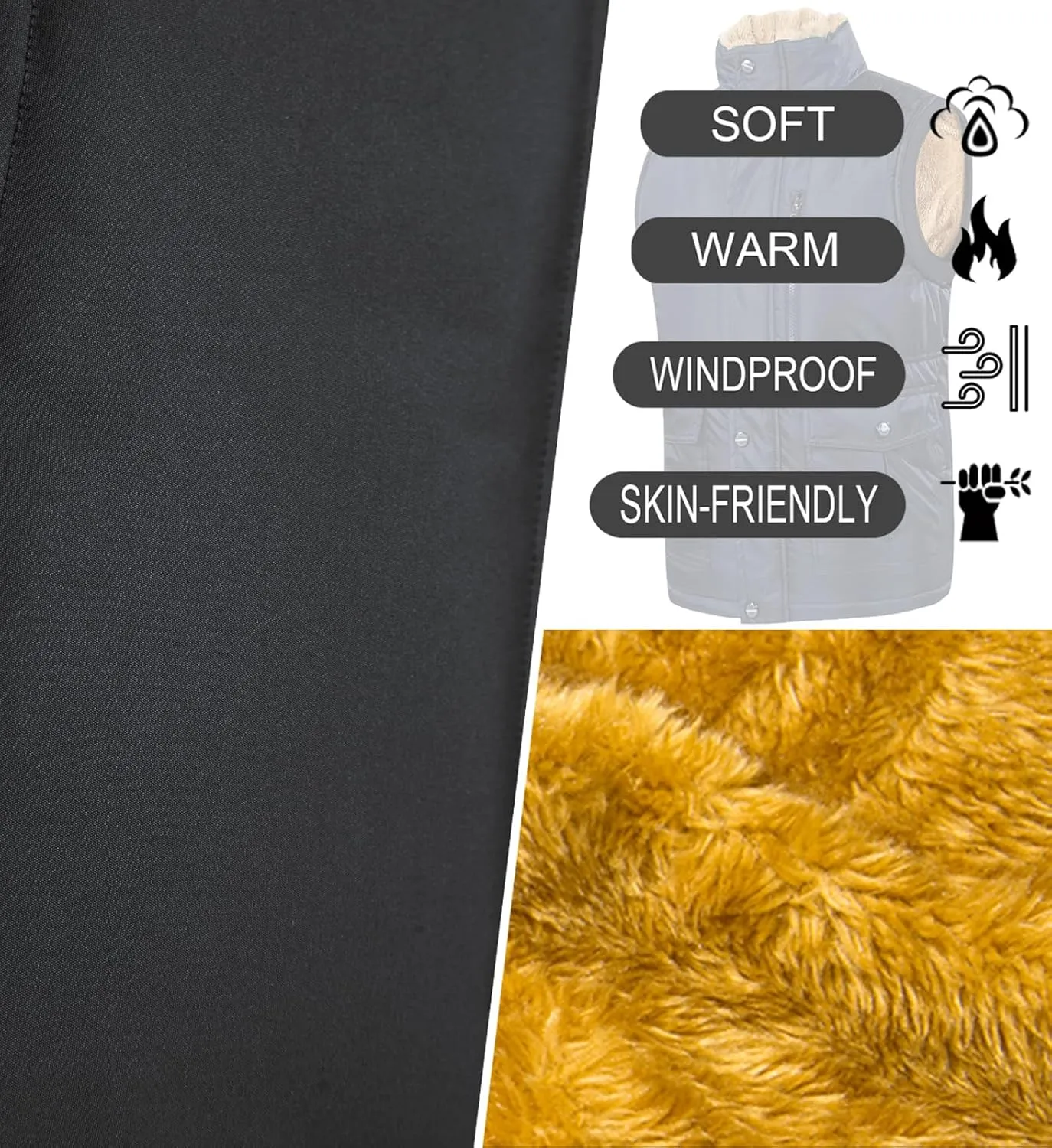 XinYangNi Mens Winter Vests Outerwear Fleece Lined Puffer Vest Warm Casual Quilted Vest Bubble Sherpa Vest Jacket