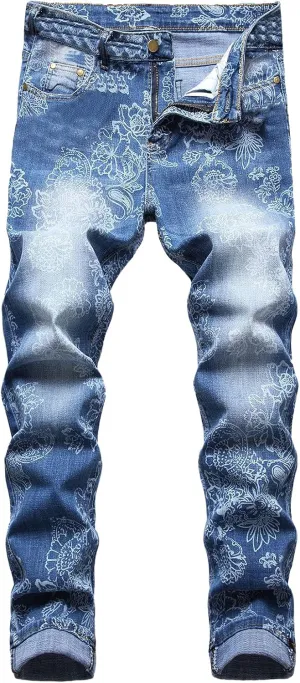 XUETON Mens Denim Pants Skinny Slim Fashion Streetwear Destroyed Distressed Straight Hip Hop Biker Stretchy Jeans